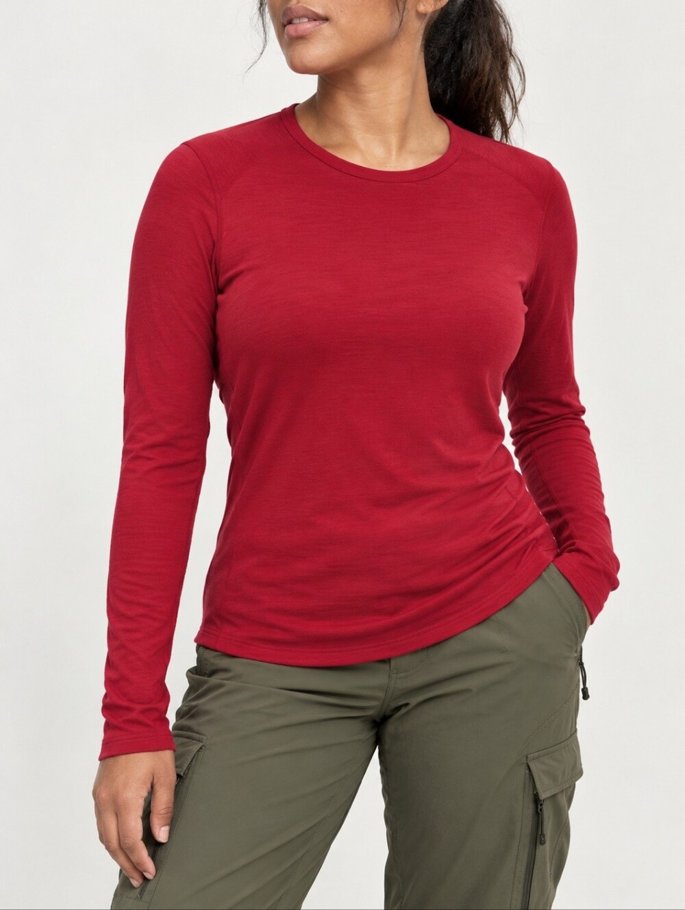 Seg'Ments 100% Merino Wool Base Layer Red Long Sleeve Hiking Ski Top S